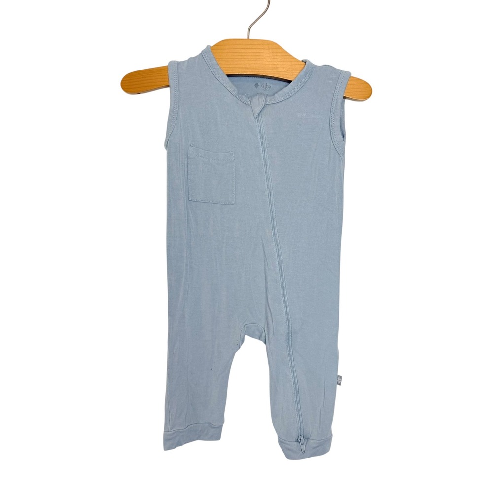 Kyte Baby Sleeveless Romper Light Blue Bamboo Zipper 6-12 Months